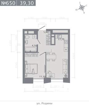 1-к квартира, строящийся дом, 39м2, 14/23 этаж