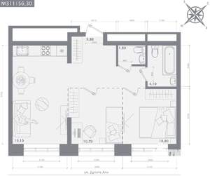 2-к квартира, строящийся дом, 56м2, 15/23 этаж