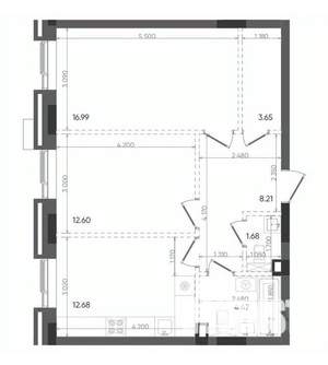 2-к квартира, вторичка, 60м2, 16/22 этаж