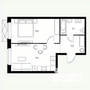 1-к квартира, вторичка, 42м2, 17/17 этаж