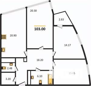 3-к квартира, сданный дом, 103м2, 11/23 этаж