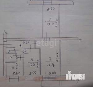 3-к квартира, вторичка, 58м2, 2/5 этаж