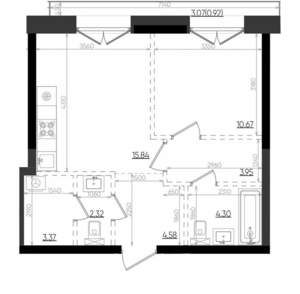 1-к квартира, вторичка, 46м2, 4/19 этаж