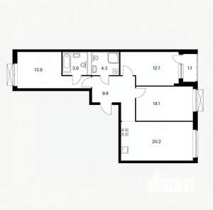 3-к квартира, вторичка, 79м2, 13/24 этаж