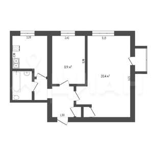 2-к квартира, вторичка, 47м2, 7/9 этаж