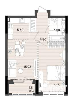 2-к квартира, вторичка, 49м2, 11/23 этаж