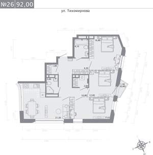 3-к квартира, строящийся дом, 92м2, 5/5 этаж