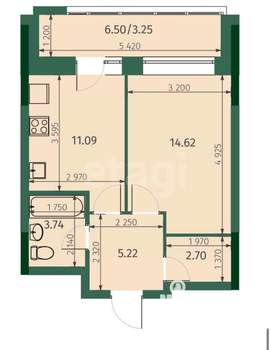 1-к квартира, вторичка, 40м2, 17/25 этаж