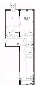 3-к квартира, вторичка, 70м2, 4/9 этаж