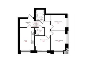 3-к квартира, вторичка, 63м2, 10/25 этаж