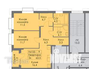 2-к квартира, вторичка, 64м2, 18/24 этаж