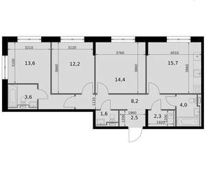 3-к квартира, вторичка, 78м2, 6/14 этаж