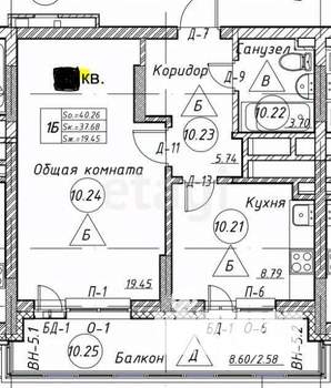 1-к квартира, вторичка, 40м2, 4/18 этаж