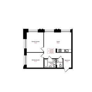 2-к квартира, вторичка, 61м2, 2/25 этаж