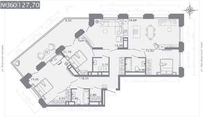 4-к квартира, строящийся дом, 128м2, 22/25 этаж