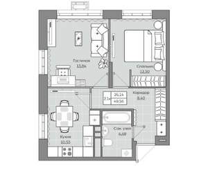 2-к квартира, вторичка, 50м2, 8/19 этаж