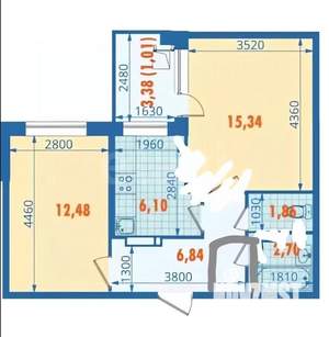2-к квартира, вторичка, 45м2, 3/10 этаж