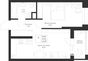 1-к квартира, вторичка, 43м2, 2/23 этаж