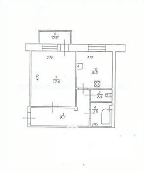 1-к квартира, вторичка, 43м2, 5/5 этаж