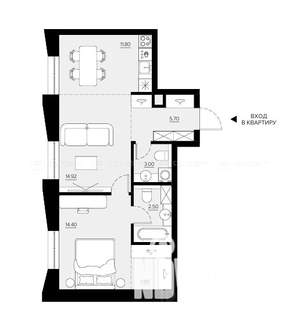 1-к квартира, вторичка, 59м2, 3/5 этаж