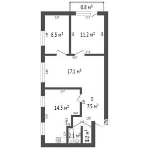 3-к квартира, вторичка, 64м2, 14/16 этаж