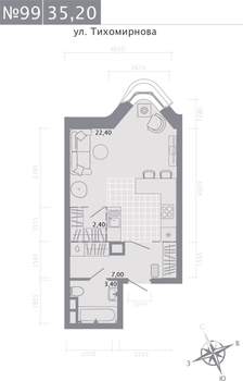 Студия квартира, строящийся дом, 35м2, 3/5 этаж