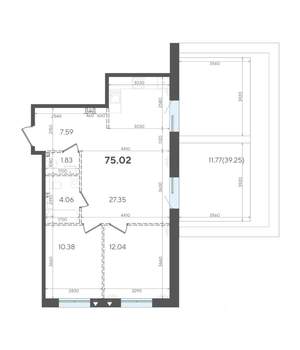 2-к квартира, вторичка, 75м2, 1/5 этаж
