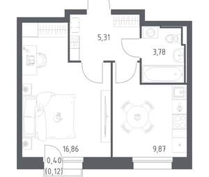1-к квартира, вторичка, 36м2, 12/17 этаж