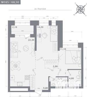 2-к квартира, вторичка, 69м2, 11/23 этаж
