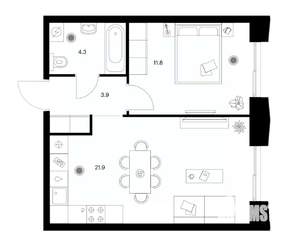 1-к квартира, вторичка, 39м2, 6/16 этаж