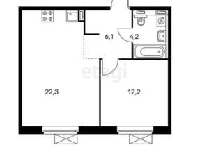 2-к квартира, вторичка, 44м2, 9/19 этаж