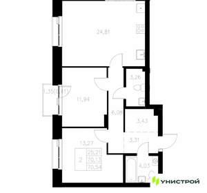2-к квартира, вторичка, 71м2, 4/7 этаж