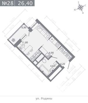 Студия квартира, строящийся дом, 26м2, 5/23 этаж