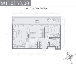 2-к квартира, строящийся дом, 53м2, 5/5 этаж