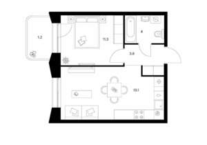 1-к квартира, вторичка, 39м2, 8/15 этаж