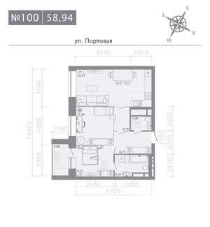 2-к квартира, строящийся дом, 59м2, 5/9 этаж