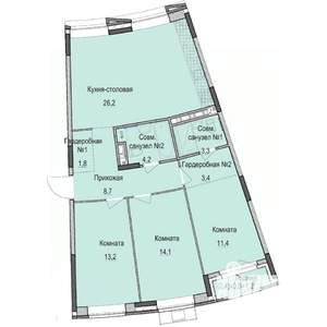 3-к квартира, строящийся дом, 88м2, 4/14 этаж