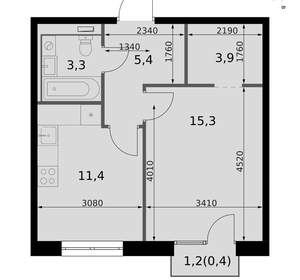 1-к квартира, вторичка, 40м2, 8/19 этаж