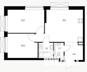 2-к квартира, вторичка, 84м2, 8/16 этаж