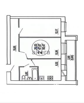 2-к квартира, вторичка, 52м2, 3/10 этаж