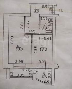 1-к квартира, вторичка, 45м2, 8/9 этаж