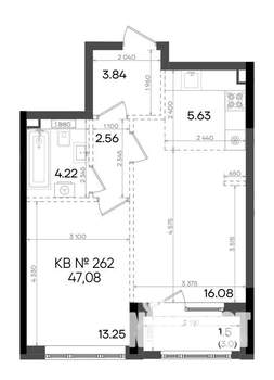 2-к квартира, вторичка, 47м2, 18/23 этаж