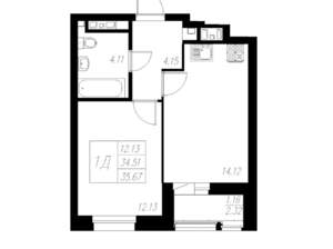 1-к квартира, вторичка, 36м2, 11/13 этаж