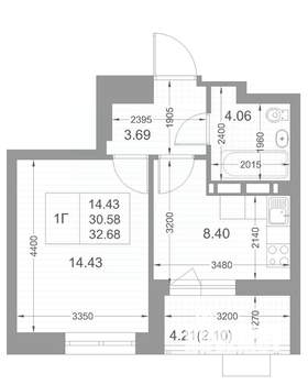 1-к квартира, вторичка, 32м2, 16/17 этаж
