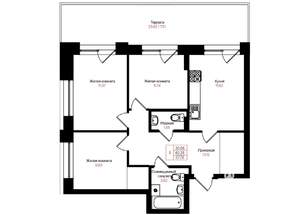 3-к квартира, вторичка, 68м2, 13/25 этаж
