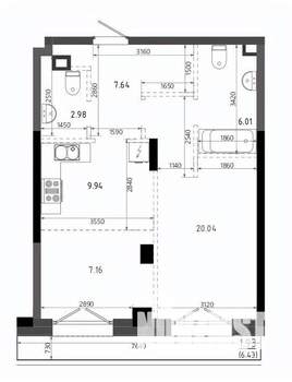 1-к квартира, вторичка, 56м2, 10/19 этаж