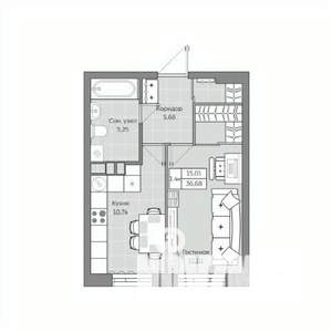 1-к квартира, вторичка, 37м2, 7/19 этаж