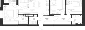 3-к квартира, вторичка, 77м2, 6/23 этаж