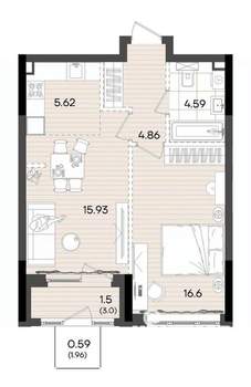 2-к квартира, вторичка, 50м2, 21/23 этаж