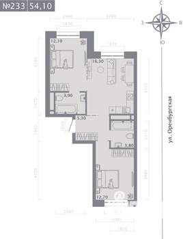 2-к квартира, вторичка, 54м2, 2/25 этаж